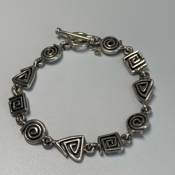 Silpada Vintage Very Rare Sterling Silver Geometric Shapes Toggle Clasp Bracelet - Picture 4 of 14